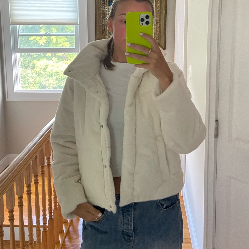Abercrombie white fur jacket